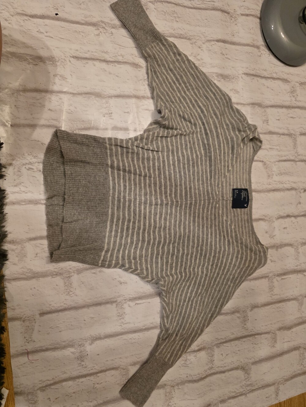 Womens American Eagle Grey Striped Blouse Size Small